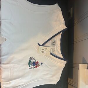 White Sleeveless Top with Embroidered Logo
